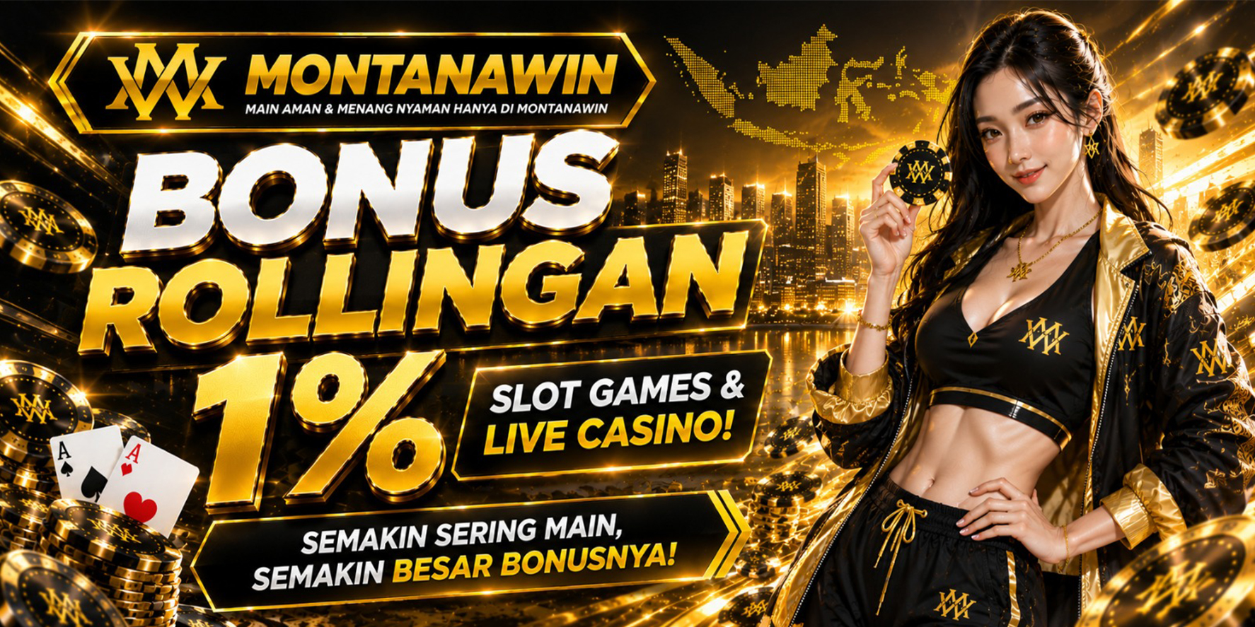 BONUS ROLLINGAN 1% SLOT GAMES & LIVE CASINO!